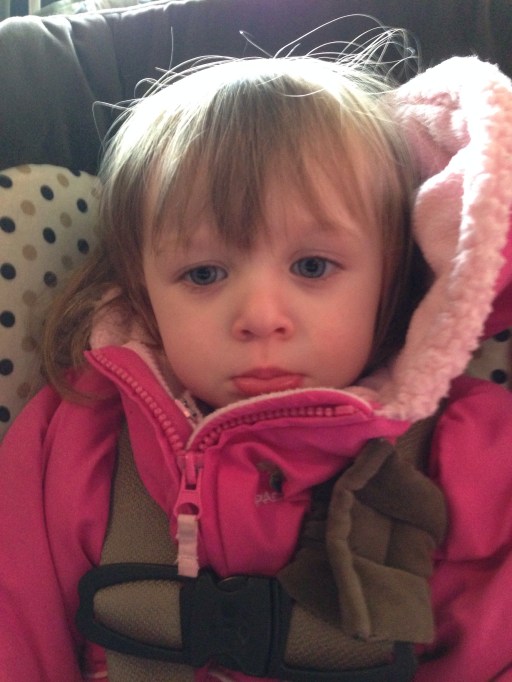 I strapped her in her car seat and won the battle. 